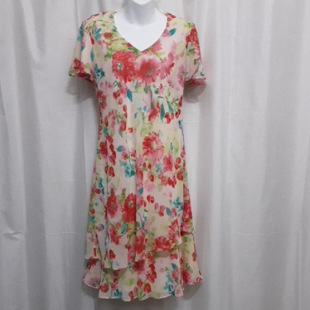R&M Richards Floral Pink Midi Dress
